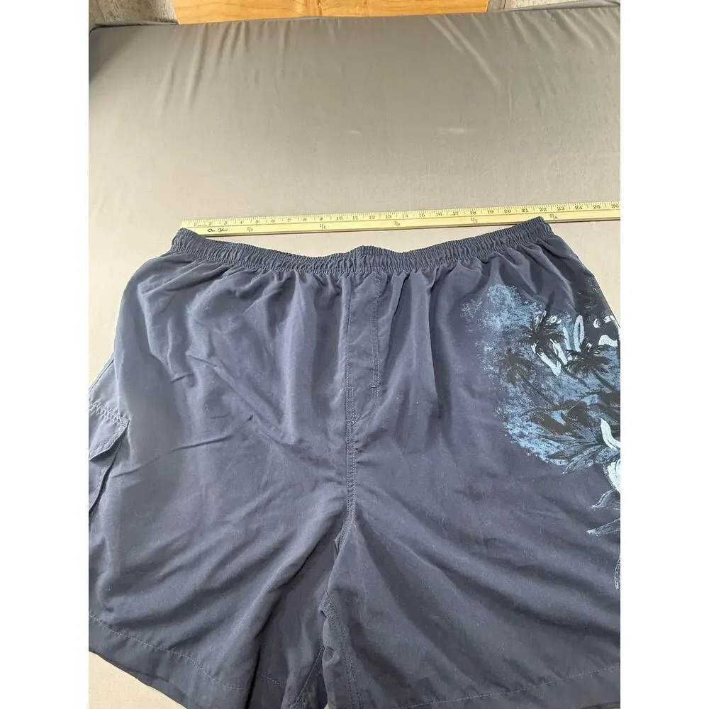 Puritan Men’s 3X Navy Blue Swim Trunks Floral Graphic Beach Board Shorts
